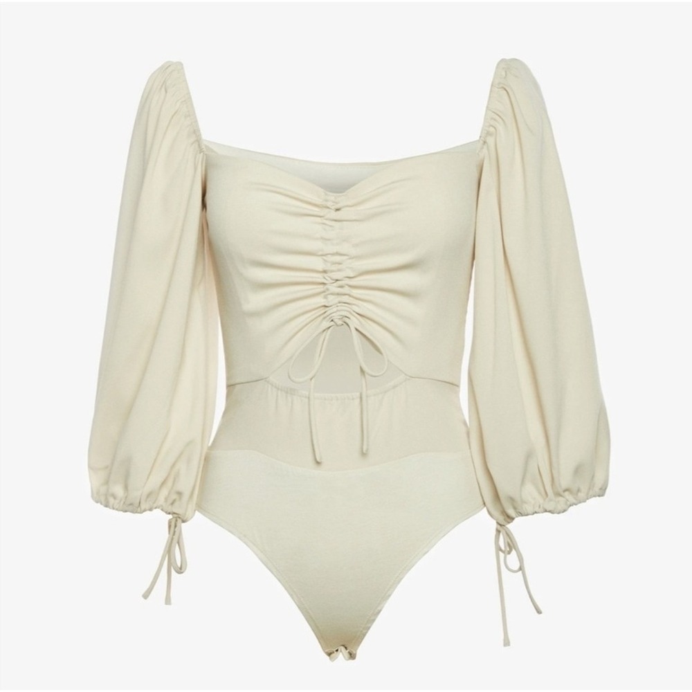 Lani The Label Michelle Bodysuit Puff Sleeve Sweatheart Neck Cut out Size Xs...